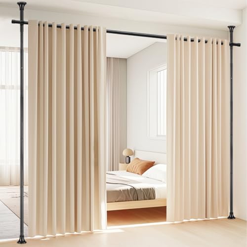 Black Adjustable Floor to Ceiling Tension Rod Room Divider S9544