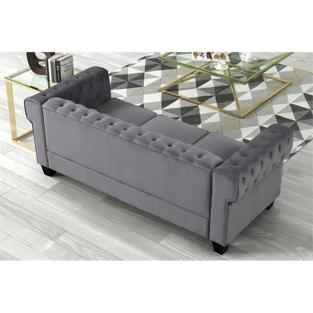 3-Piece Velvet Fabric Furniture Set-Gray Q39818