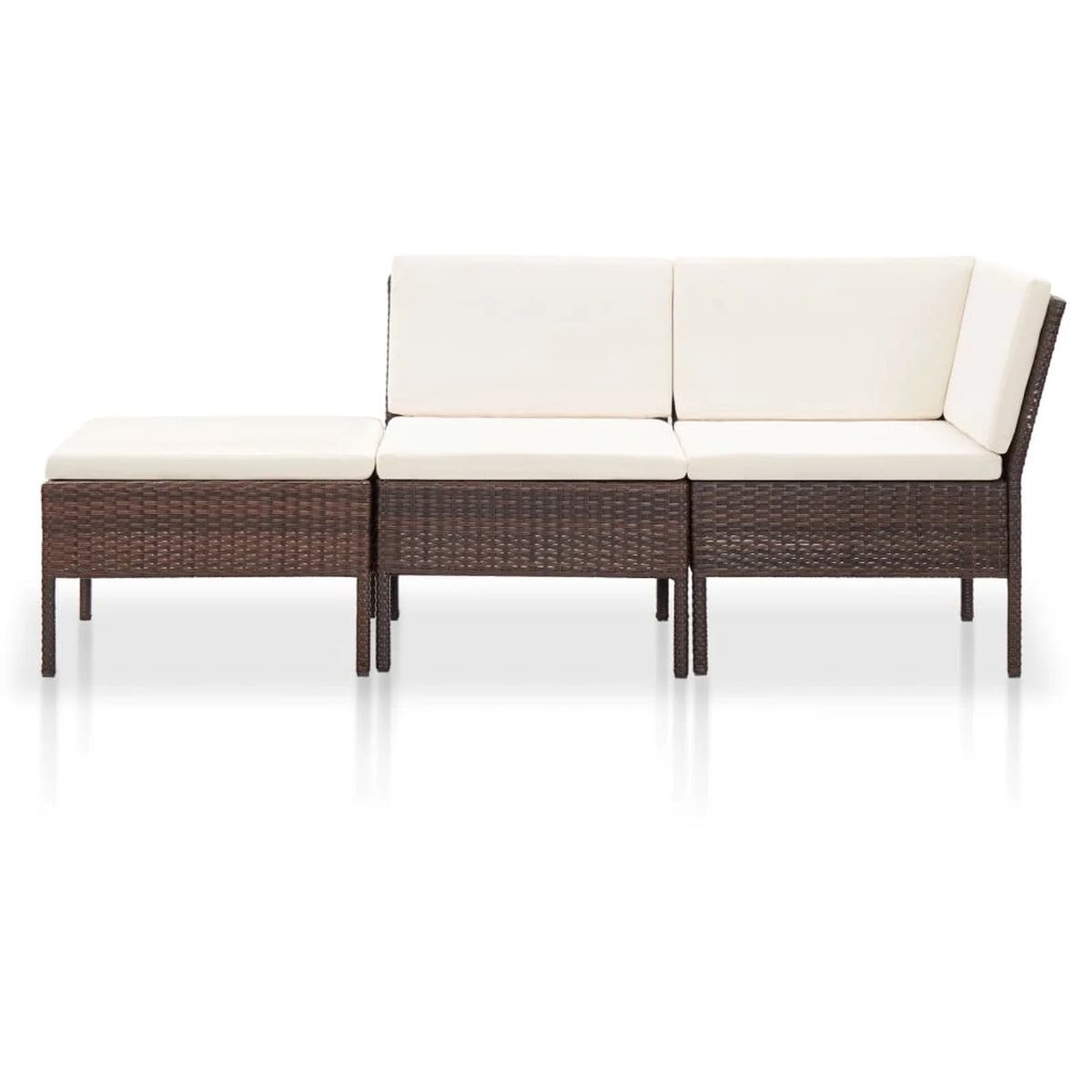 3 Piece Poly Rattan Patio Sectional Sofa Set with Ottoman V2320