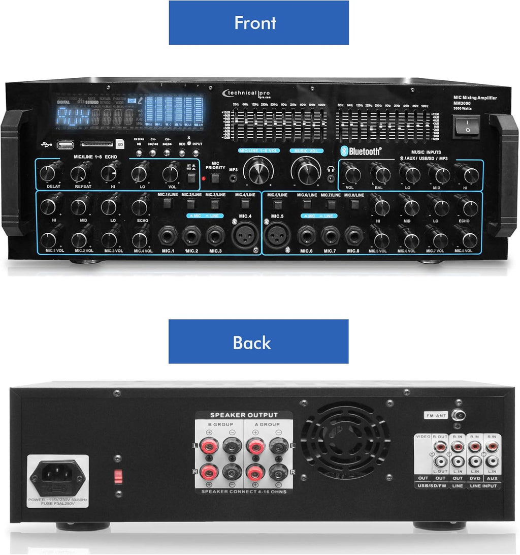 3000 Watts Professional Mic Mixing Amplifier with Bluetooth C892871
