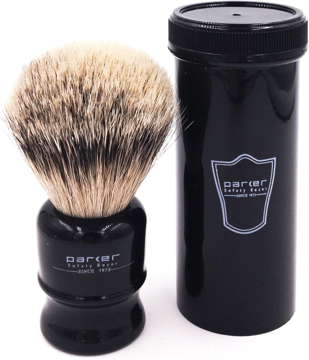 100% Silvertip Travel Shave Brush with Case, Black, Pack of 2 E88232