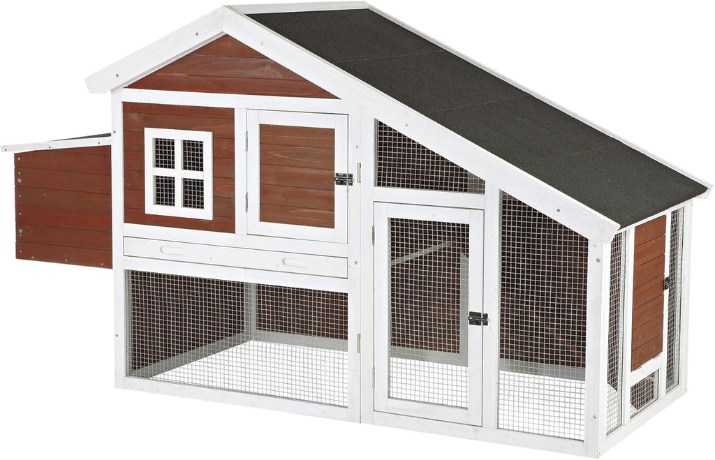 72-in Enclosed Outdoor Chicken Coop with Run and Nesting Box F519