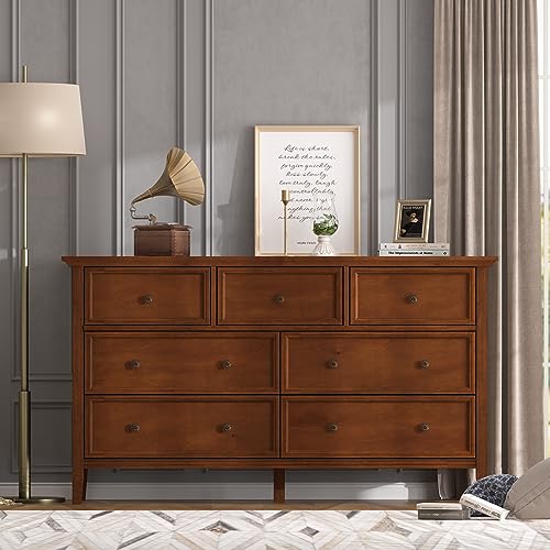White 7 Drawer Solid Wood Dresser E875026