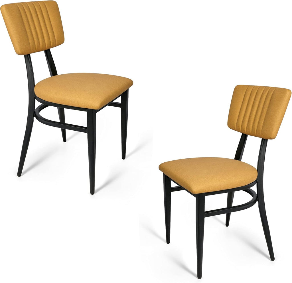 2 Set Dining Side Chairs with Wooden Seat and Metal Legs L982