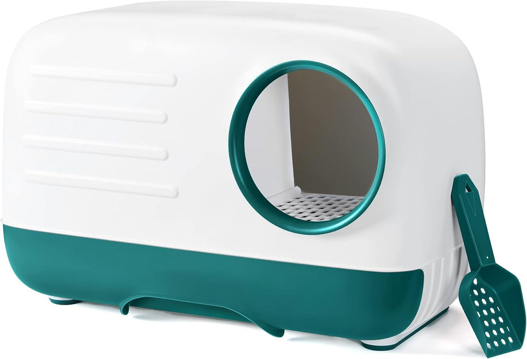 Fully Enclosed Cat Litter Box with Pull-Out Litter Tray and Litter Scoop G7396
