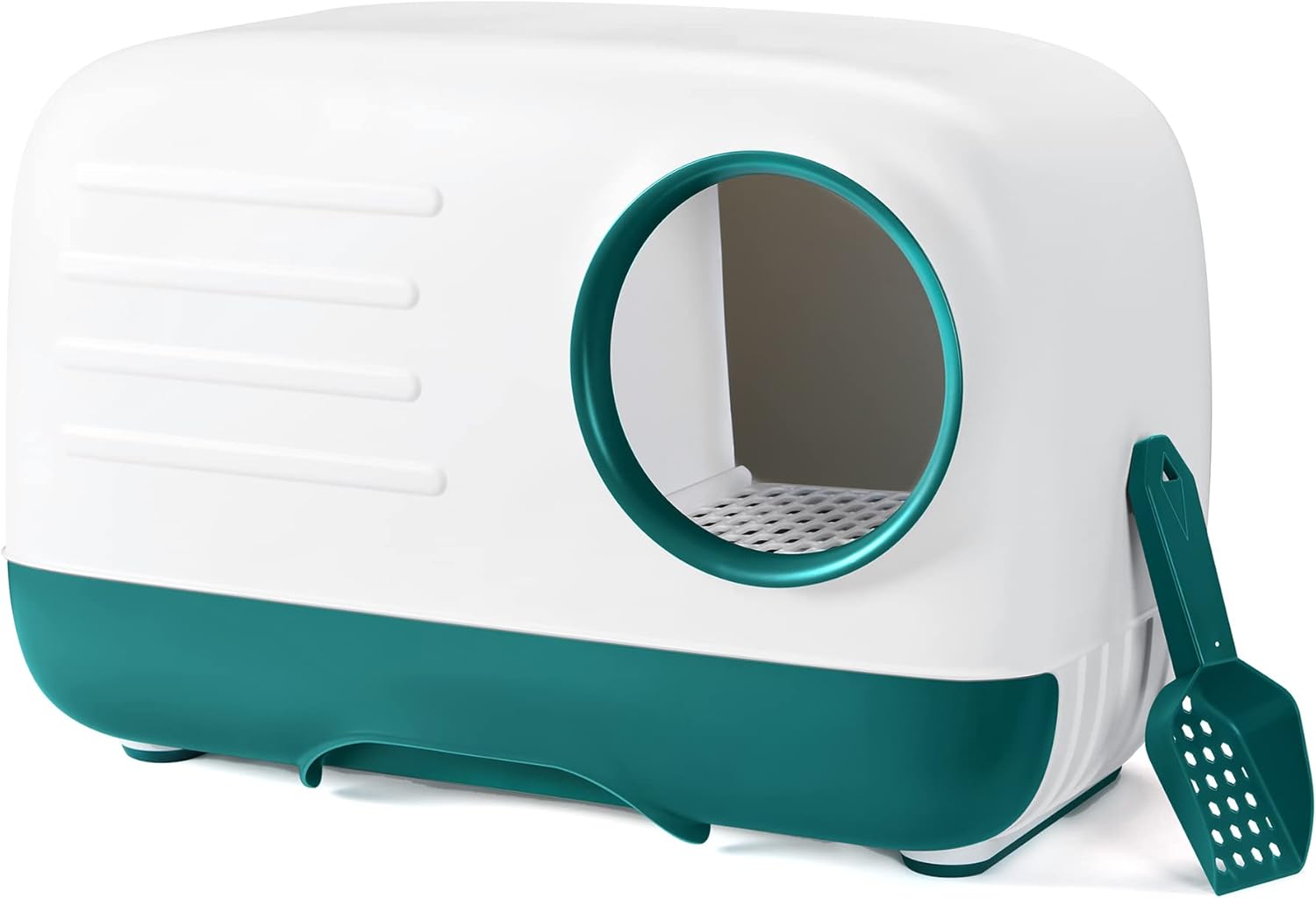 Fully Enclosed Cat Litter Box with Pull-Out Litter Tray and Litter Scoop G7396