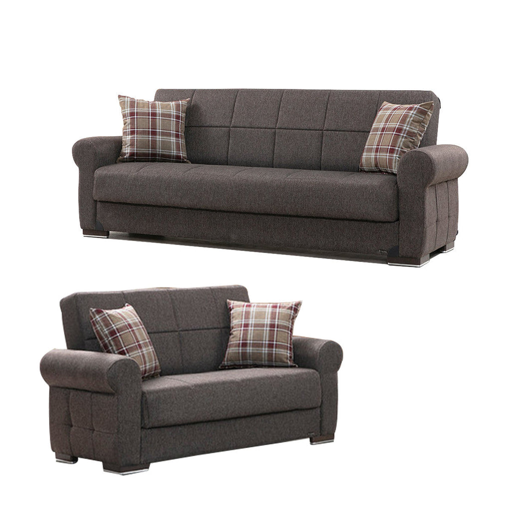 Brown Fabric Sofa Bed F986