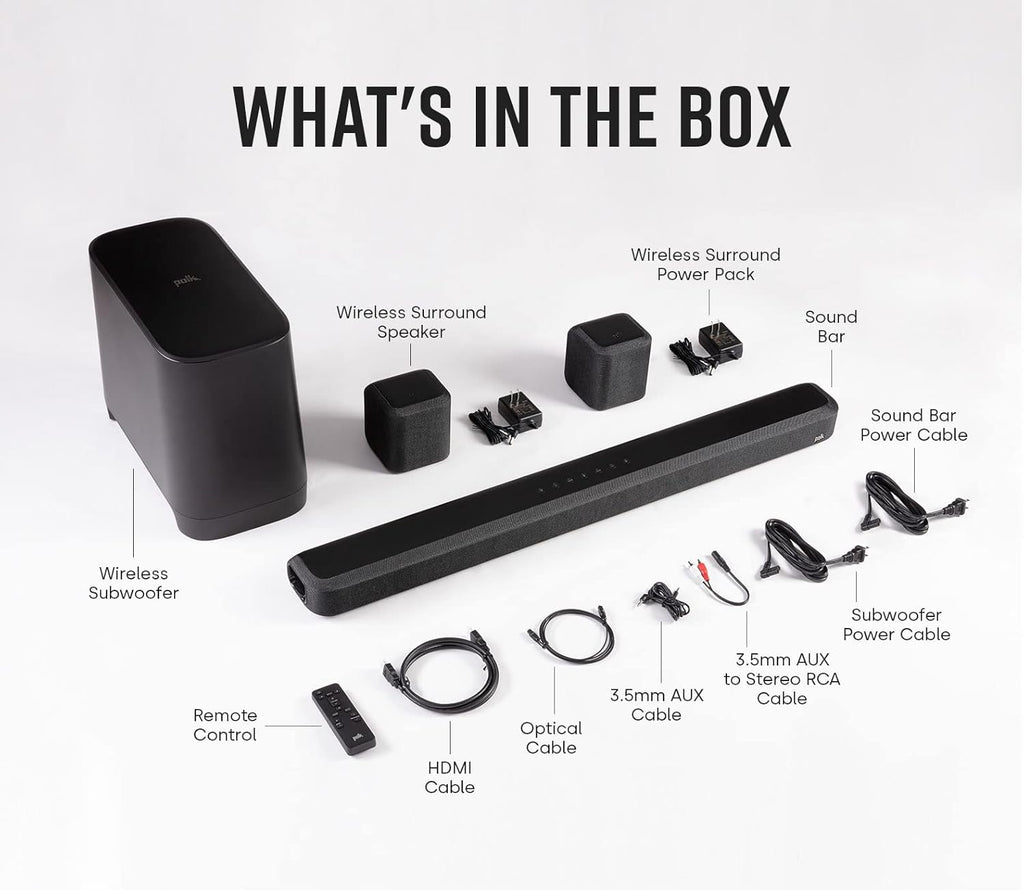 5.1 Channel Wireless Surround Sound System with Sound Bar and Subwoofer X7687