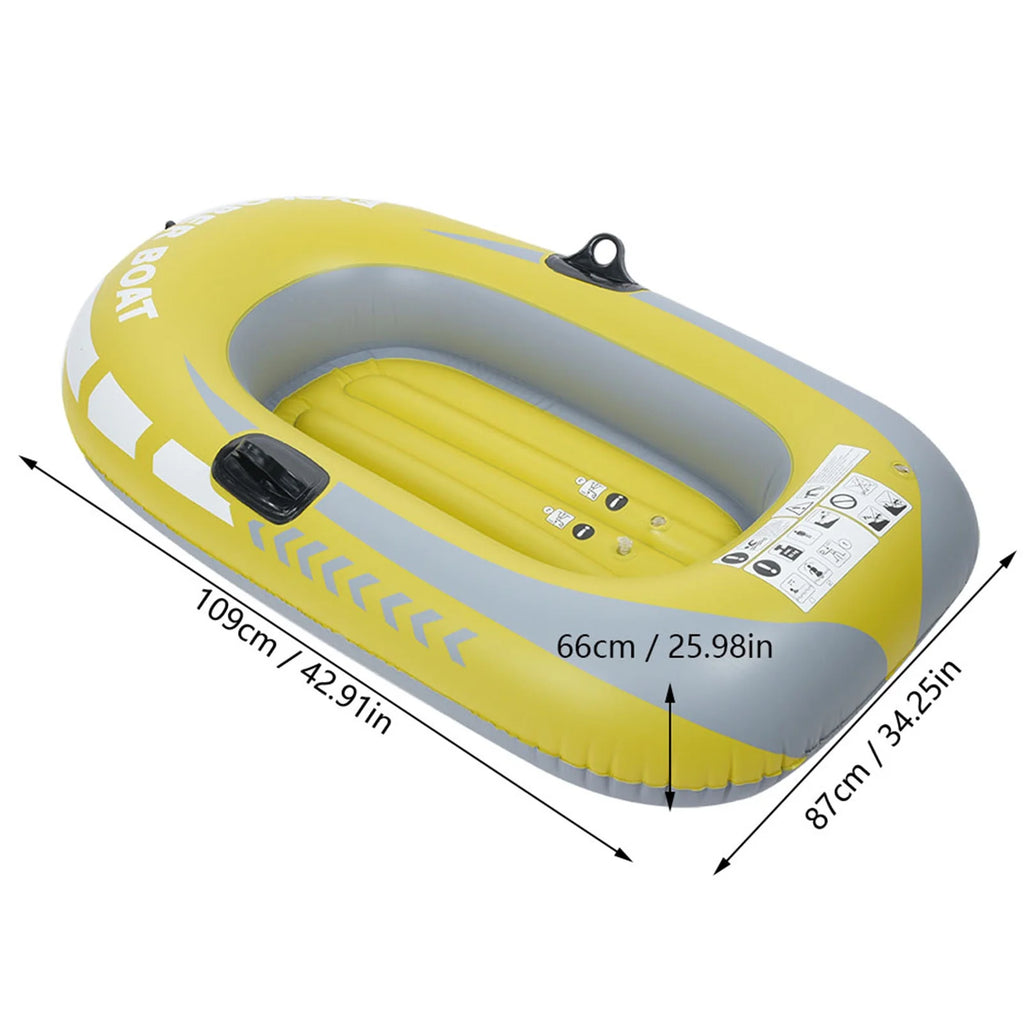 Yellow PVC Inflatable One Person Rowing Air Boat T194