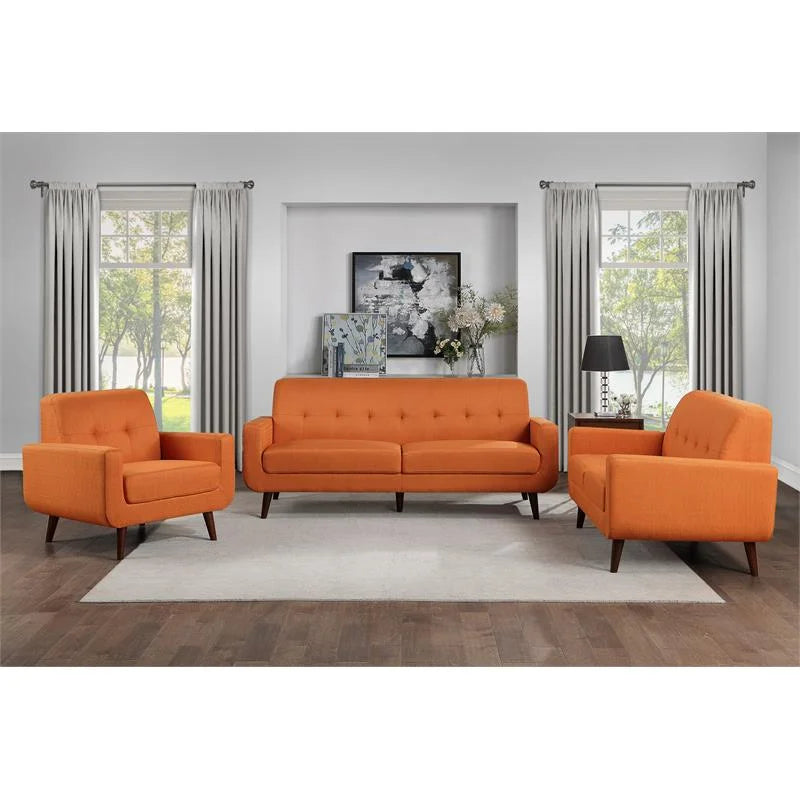 Orange Polyester Fabric Sofa with Tufted Detail P49394