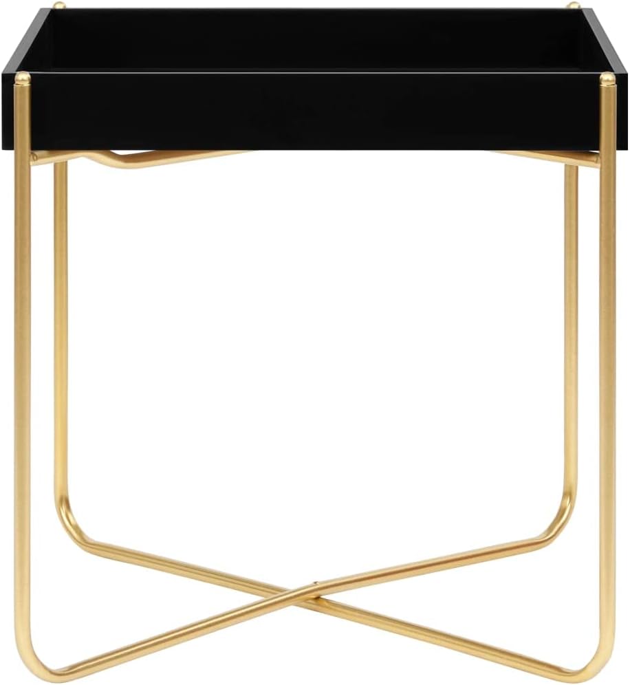 Black and Gold 15"x15"x15.2" MDF Side Table F88888