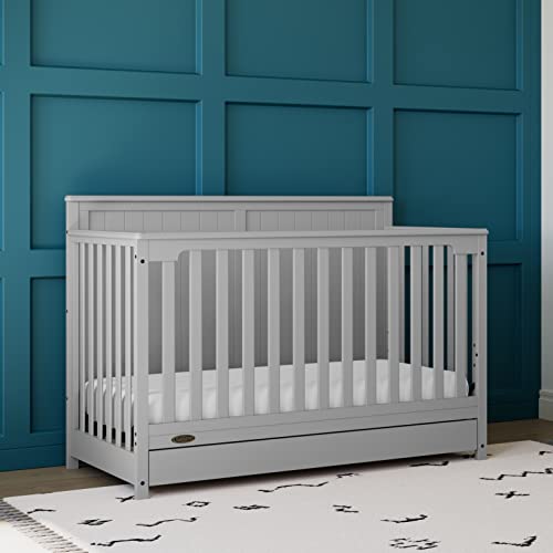 5-in-1 Convertible Crib with Drawer (White) H217409