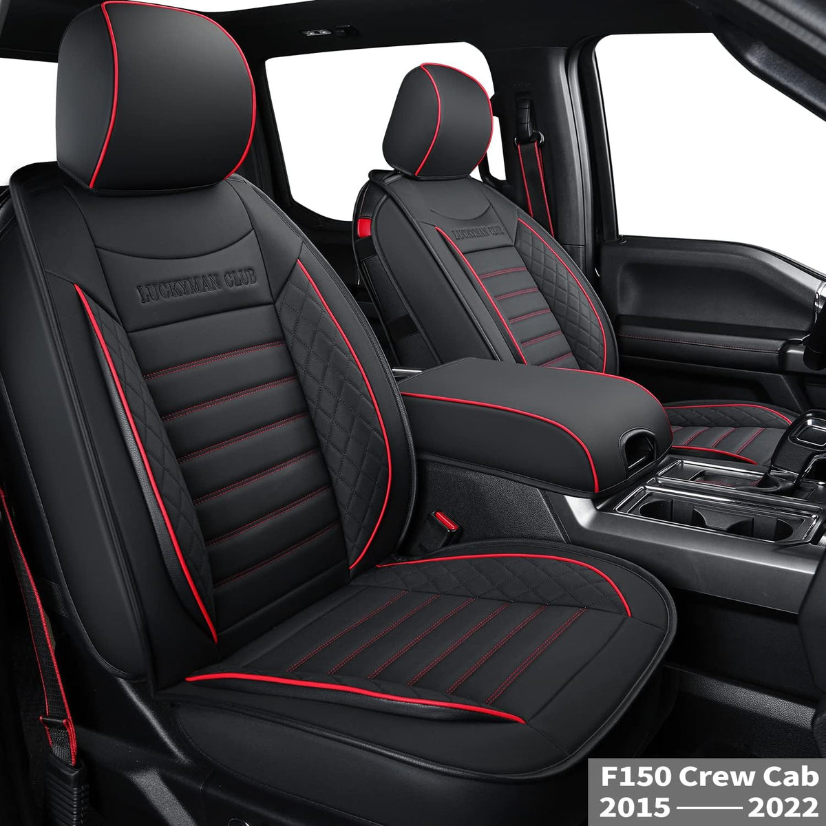Black Faux Leather Seat Covers for F150 Crew Cab B252230