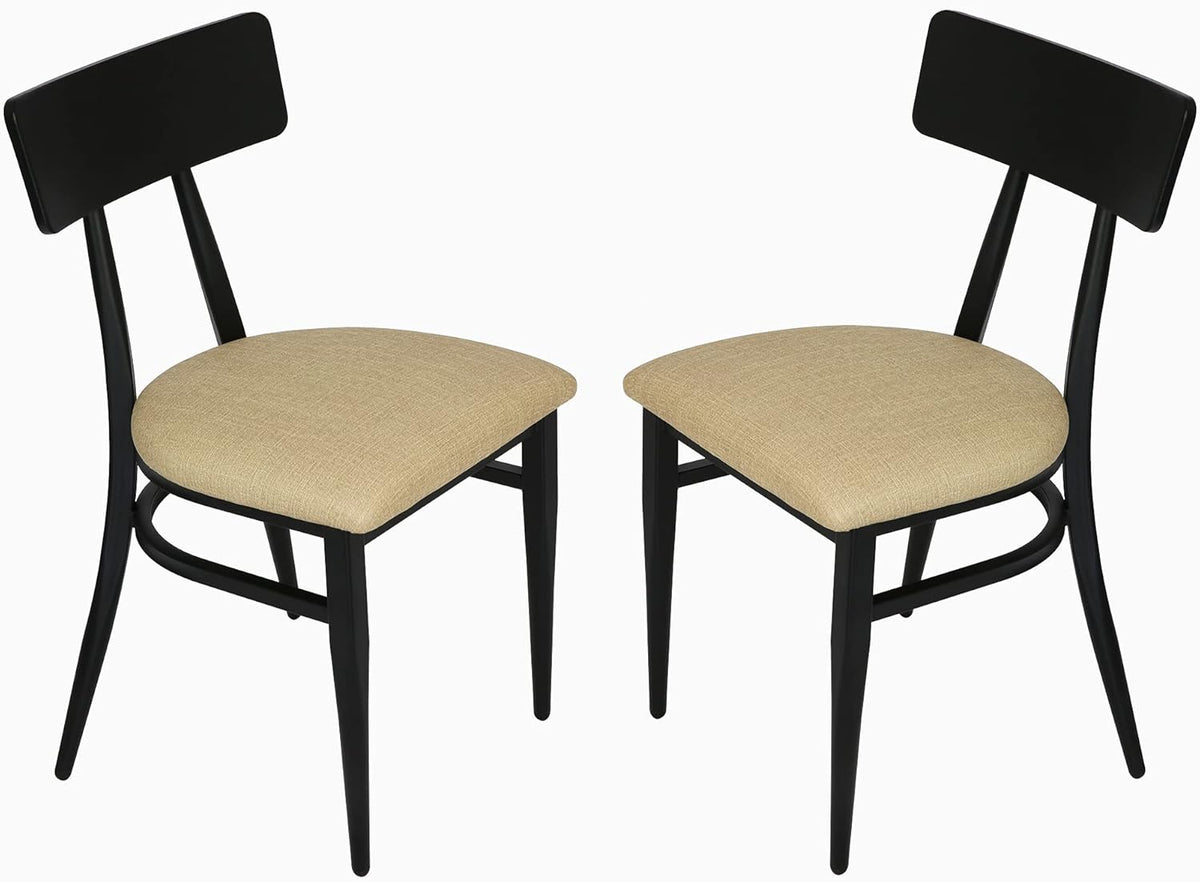 2 Set Dining Side Chairs with Wooden Seat and Metal Legs L982