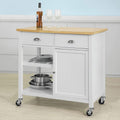 Kitchen Cart with Rubber Wood Top and Wide Drawer P9245