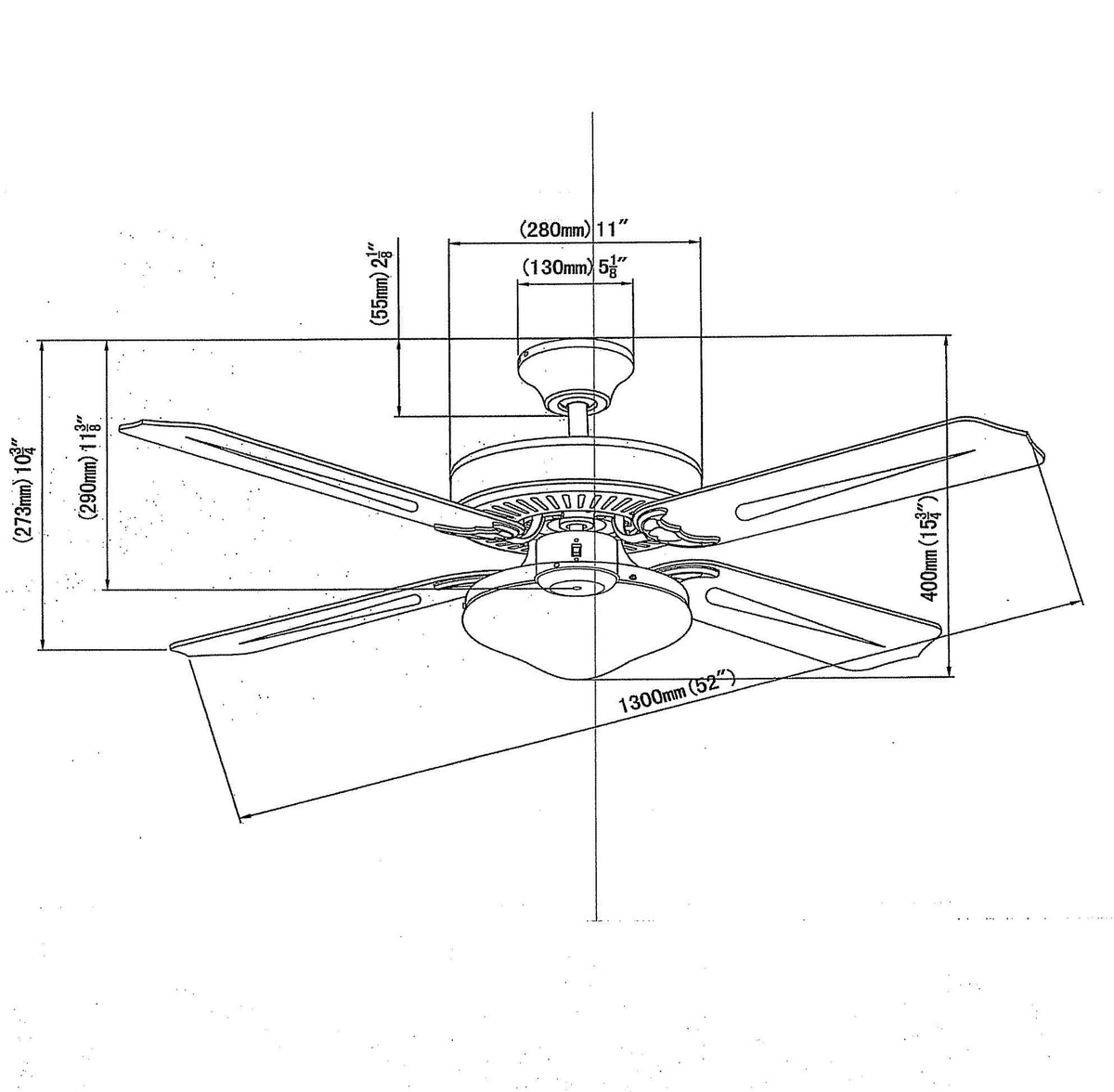 52 inch White Ceiling Fan Y102