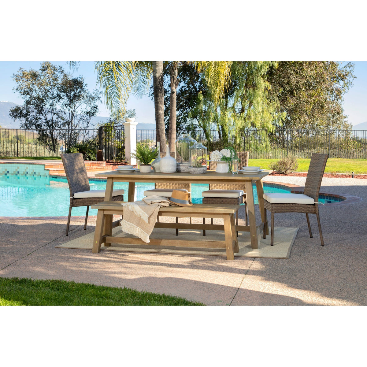 Rectangular Eucalyptus Wood Outdoor Dining Table B2802