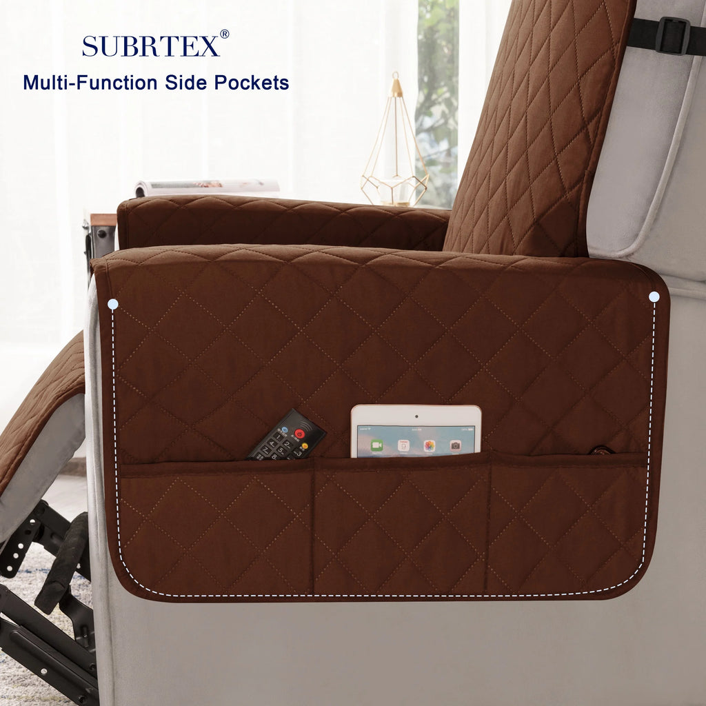 Reversible Recliner Sofa Slipcover with Side Pockets Y298