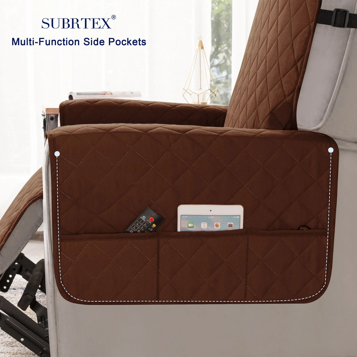Reversible Recliner Sofa Slipcover with Side Pockets Y298