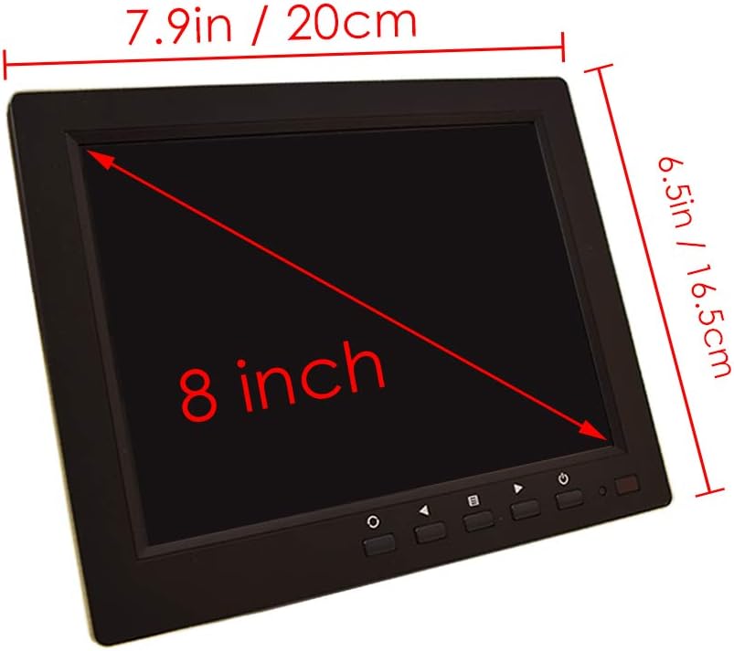 8 CCTV LCD Monitor 4:3 IPS Screen Display with VGA HDMI AV BNC Built-in Speaker USB Media Player 1024x768 HD 12-24V X87747