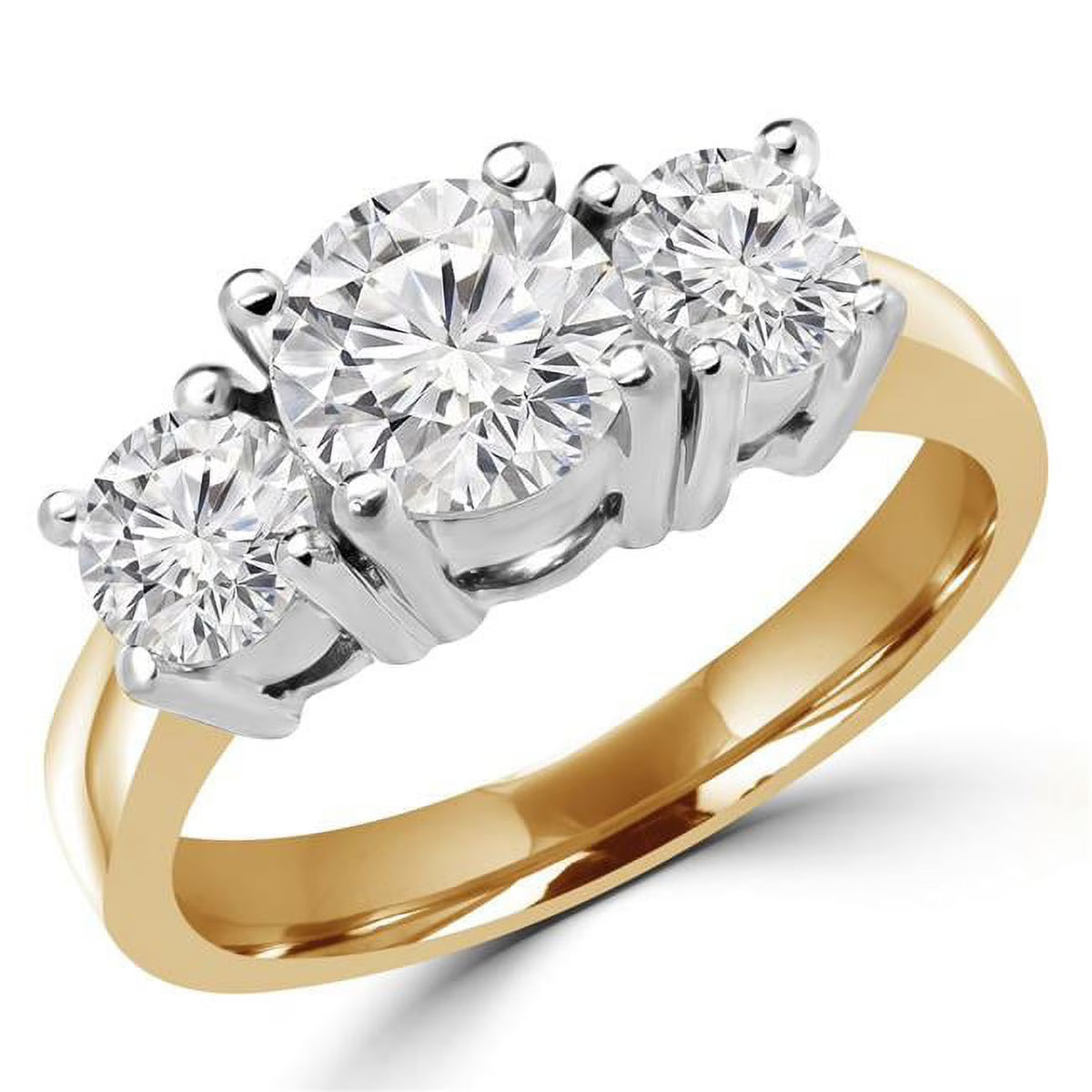 14K Yellow Gold Three-Stone Engagement Ring Y439
