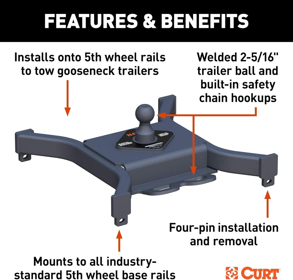 2-5/16-Inch 30,000 lbs 5th Wheel to Gooseneck Adapter Hitch E95582