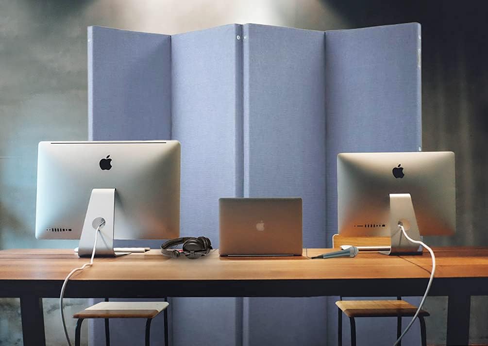Blue 8 x 6.6 Folding Partition Panel Room Divider L367925
