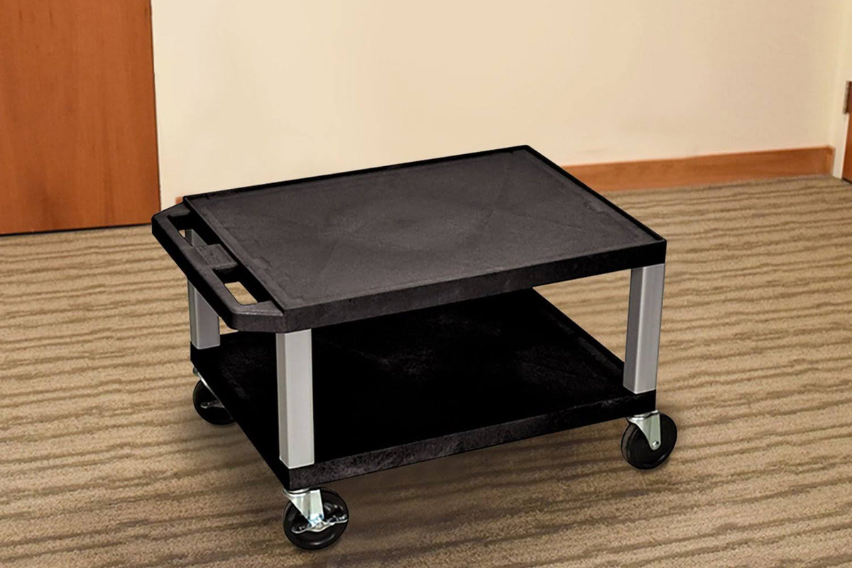 Black 2 Shelf AV Cart V8699