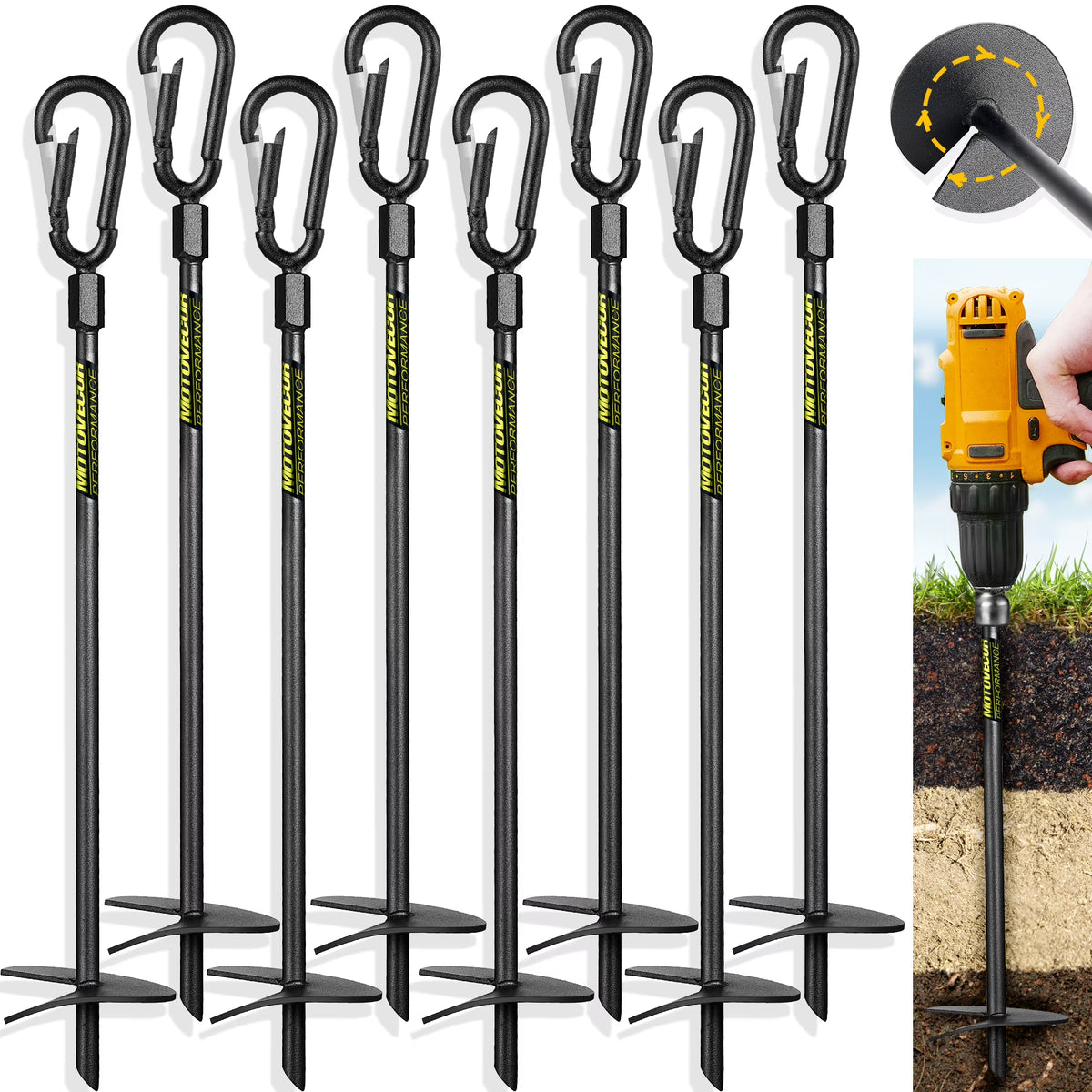 8 Pack 18inch Carbon Steel Earth Anchor Z47349