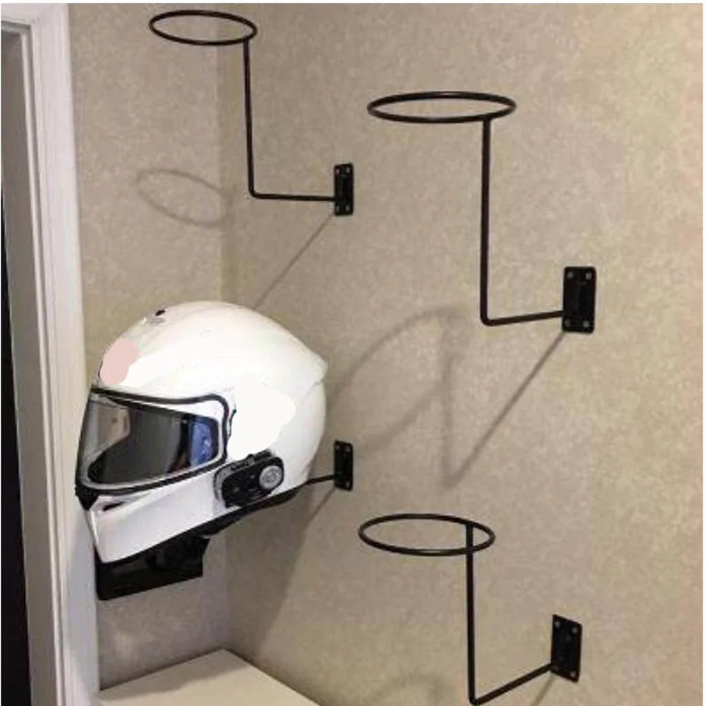 Black Wall Mount Motorcycle Helmet Holder Rack I3947