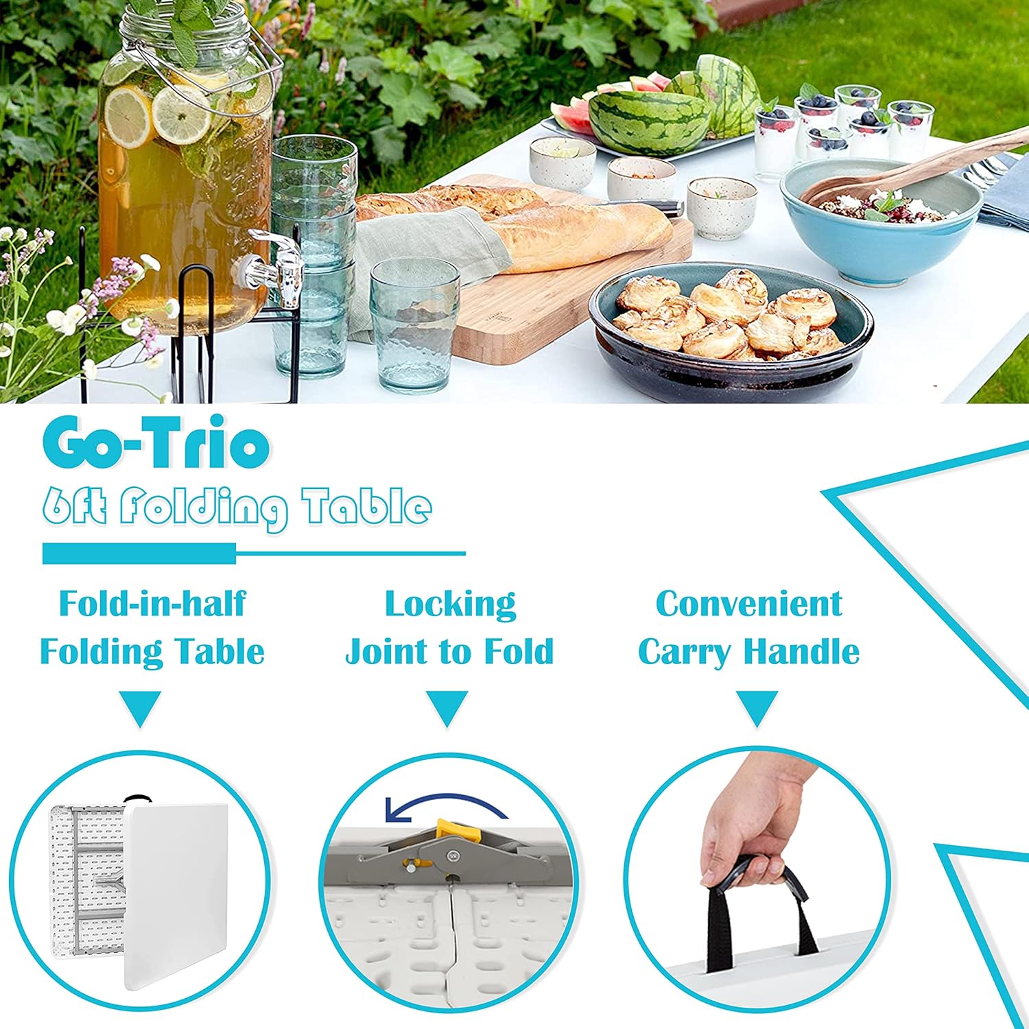White Granite 6 Foot Folding Plastic Table S2353