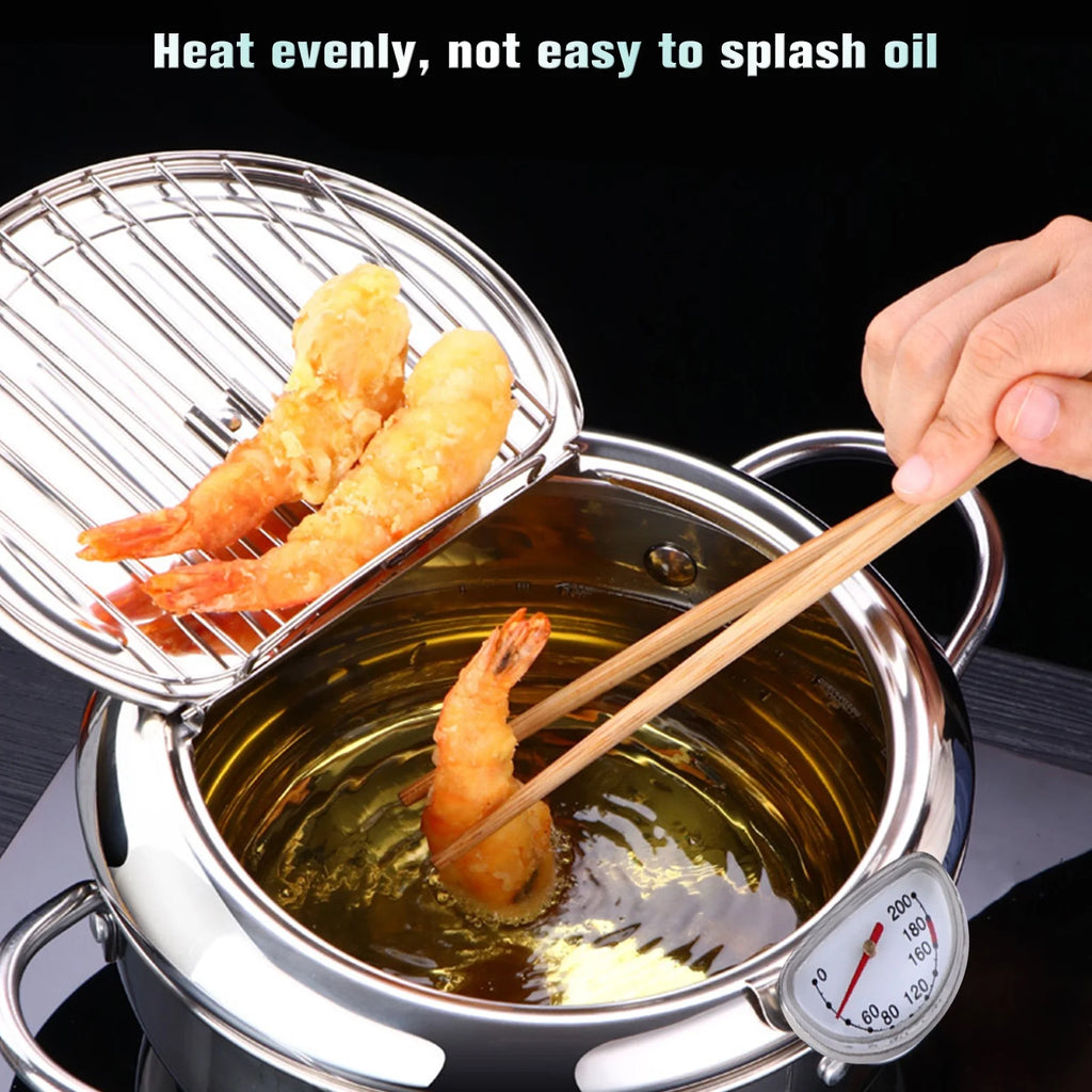 Steel Japanese Style Fryer With Thermometer And Pot T72398