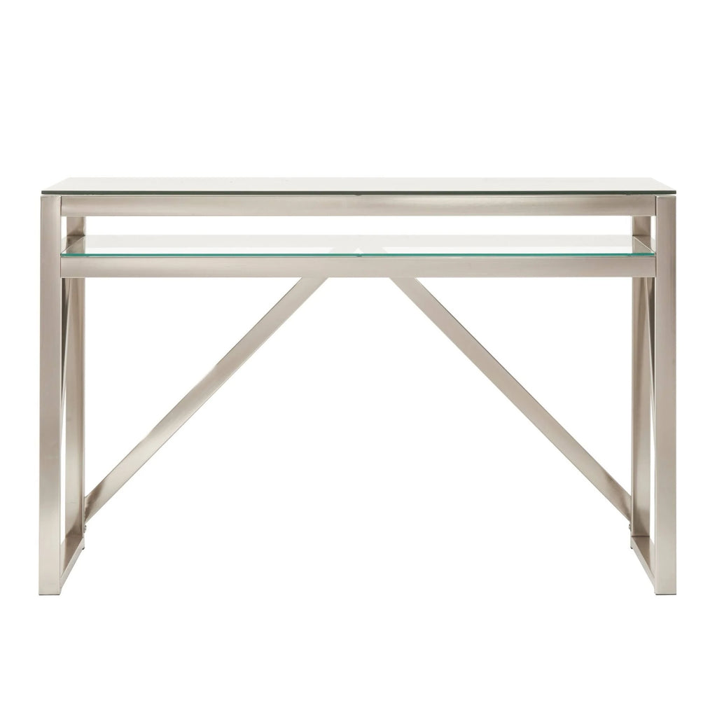 Brushed Nickel Glass Sofa Table S380