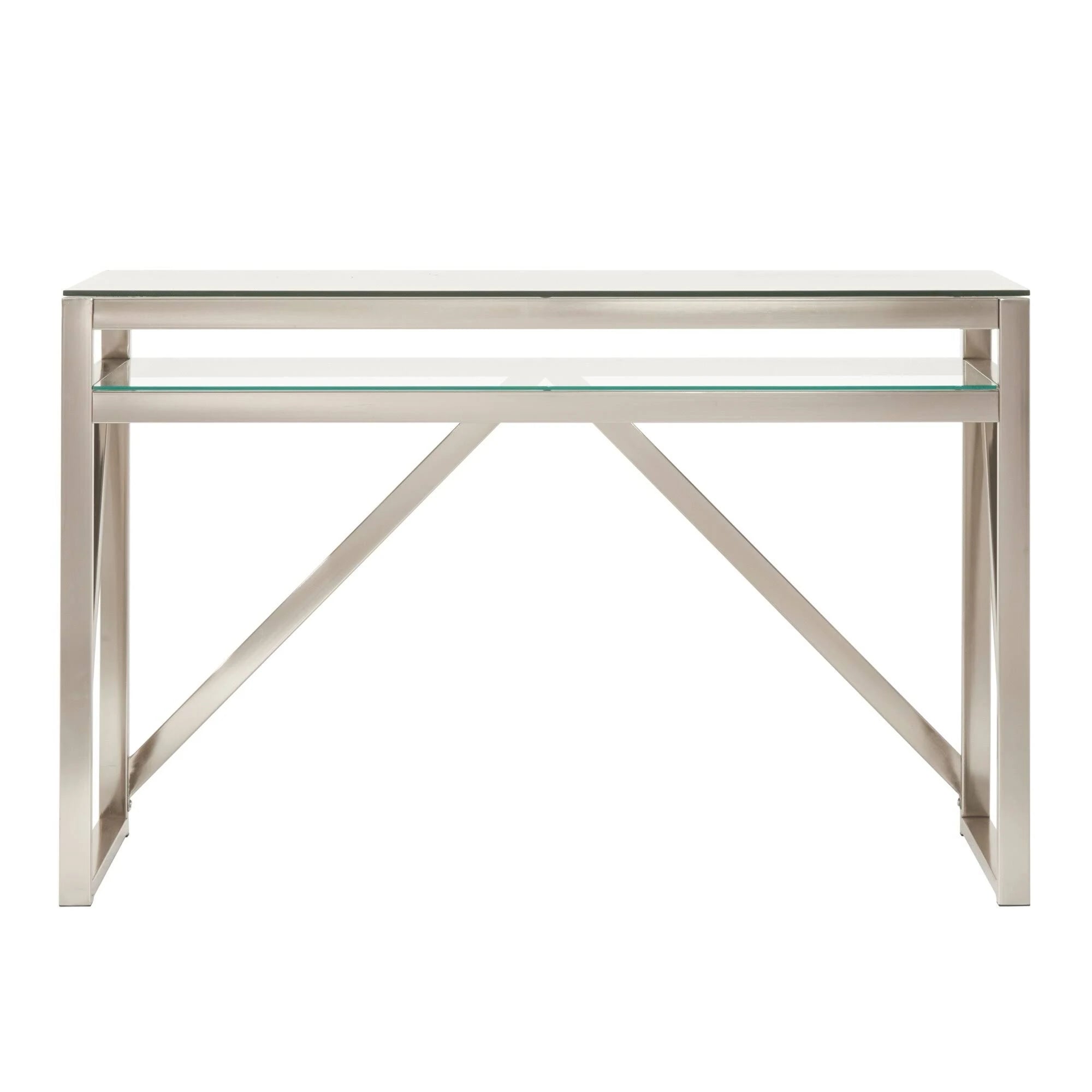 Brushed Nickel Glass Sofa Table S380