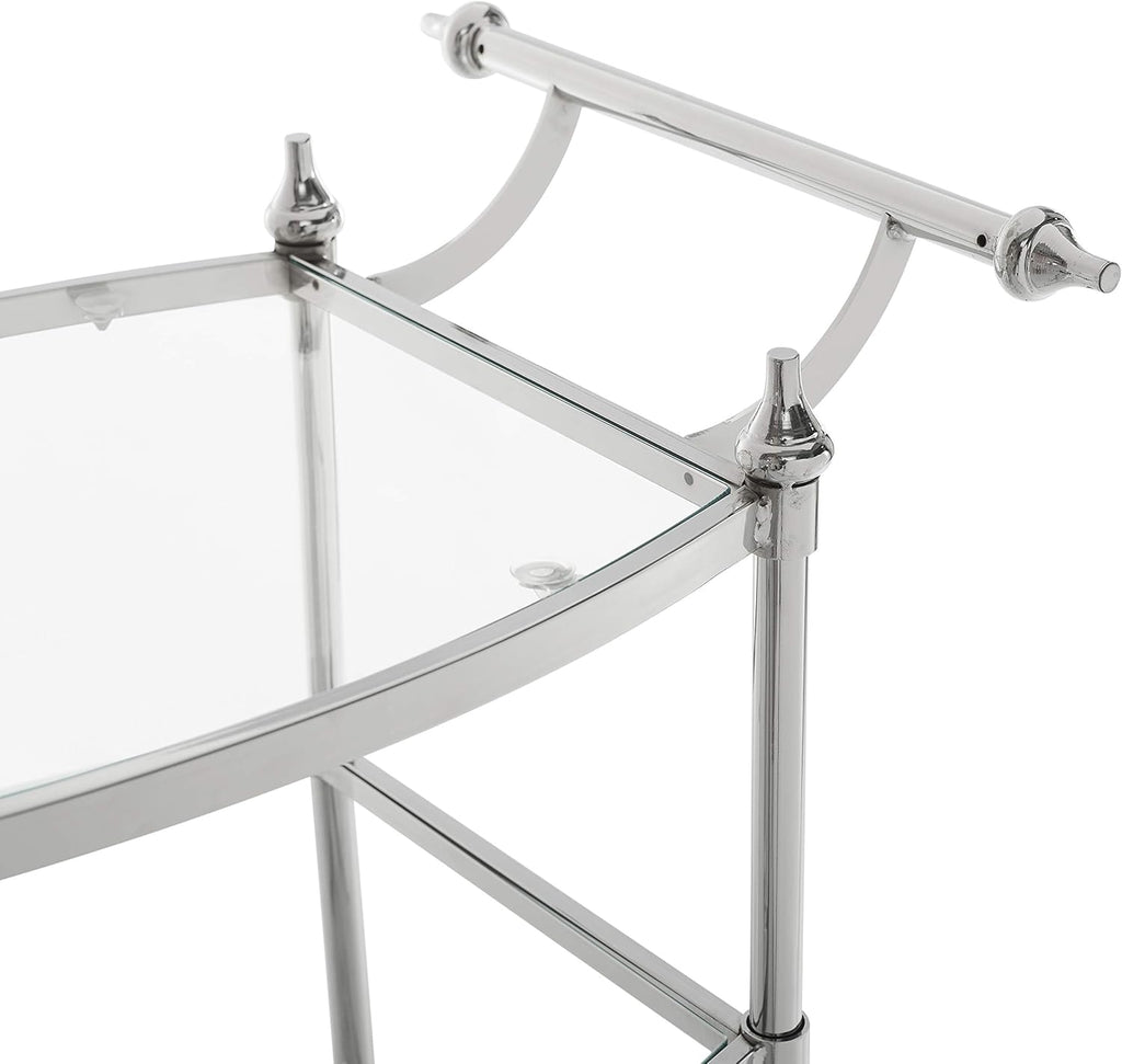 Chrome and Clear Glass Mobile Bar Cart X6640
