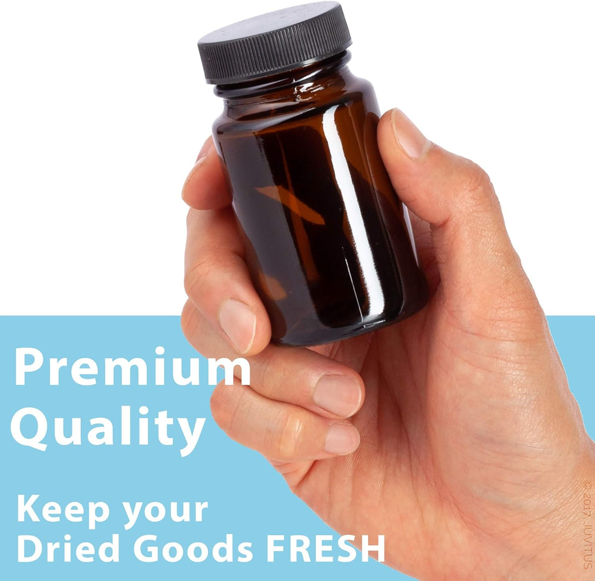 Amber Glass Bottle With Black Ribbed Lid (12 Pack) K944710