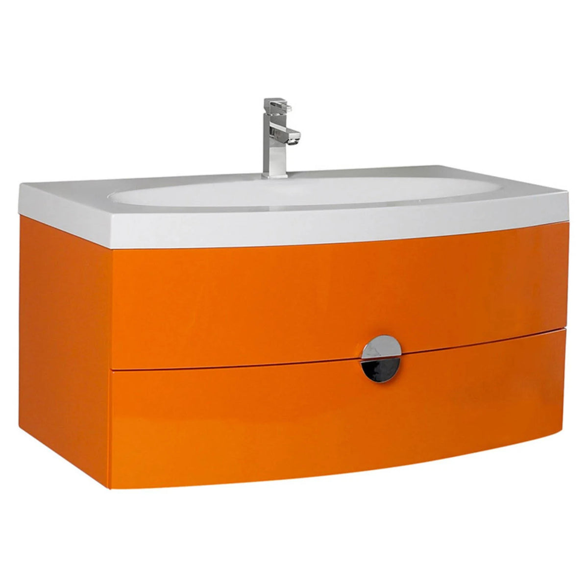 Orange Modern Bathroom Cabinet with Integrated Sink N421
