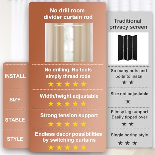 Black Adjustable Floor to Ceiling Tension Rod Room Divider S9544