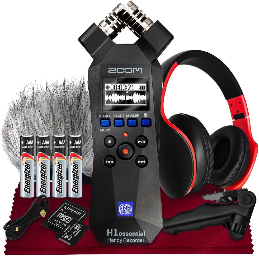 Stereo Handy Recorder Portable Audio Recorder 32 Bit Float USB X/Y Microphone 64GB SD Tripod Headphone I73067