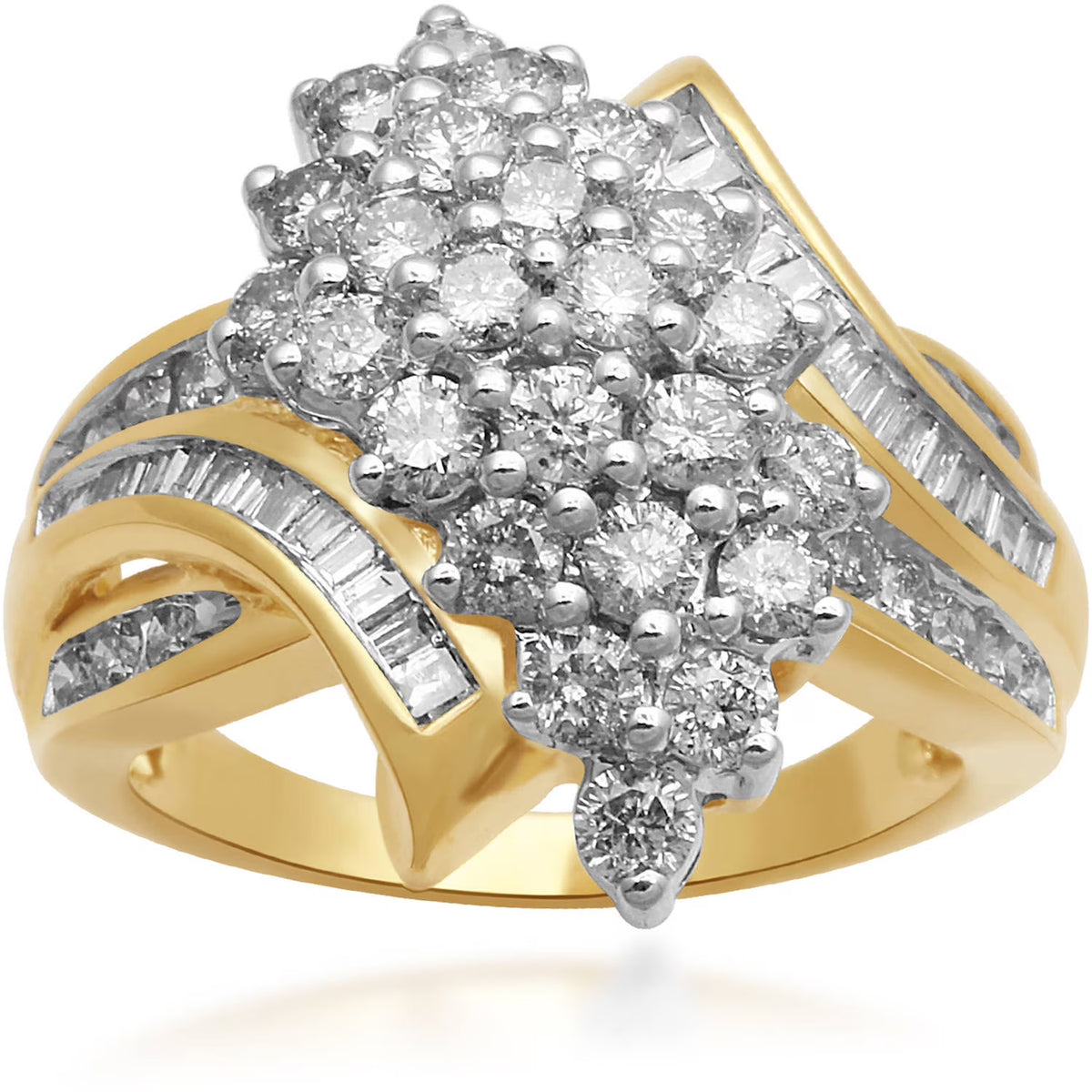 2 Carat T.W. Diamond 10kt Yellow Gold Cluster Ring I269