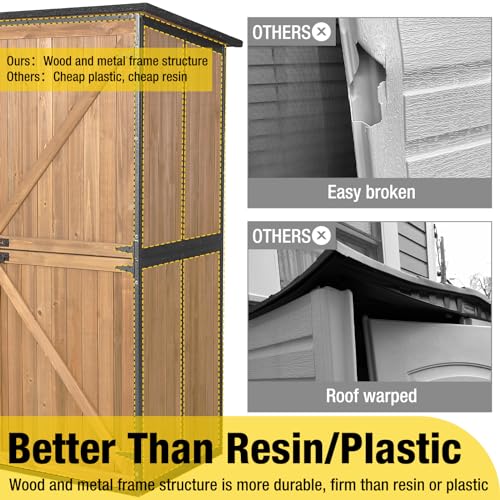 Outdoor Storage Shed with Metal Frame and Adjustable Shelfs (Brown) C32637