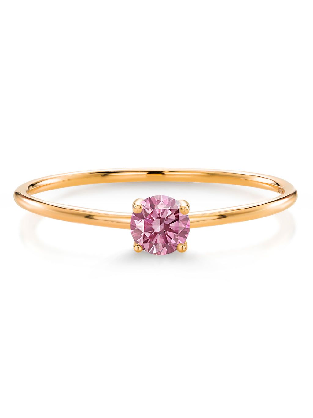 10K Yellow Gold Pink Lab Grown Diamond Solitaire Engagement Ring H4173