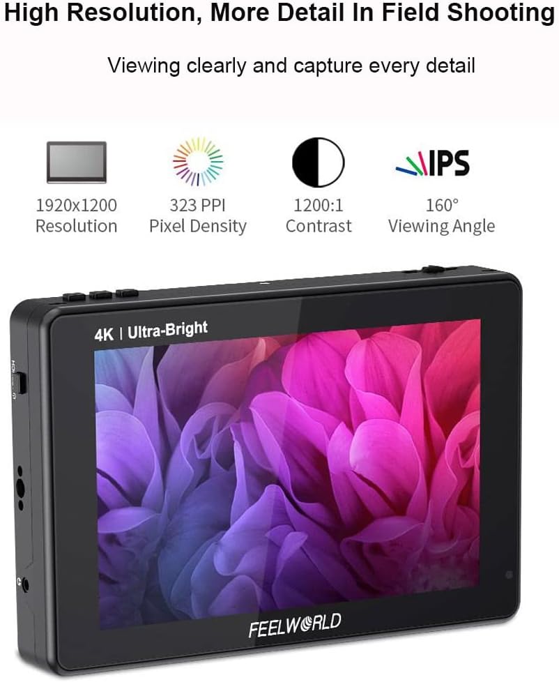 7 Inch 2200nits Touch Screen HDR Camera Field Monitor with F970 External Power and Install Kit G883918