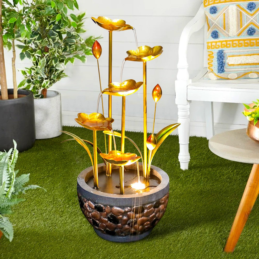 20.8'' Electric Iron Water Fountain with LED Lights N338