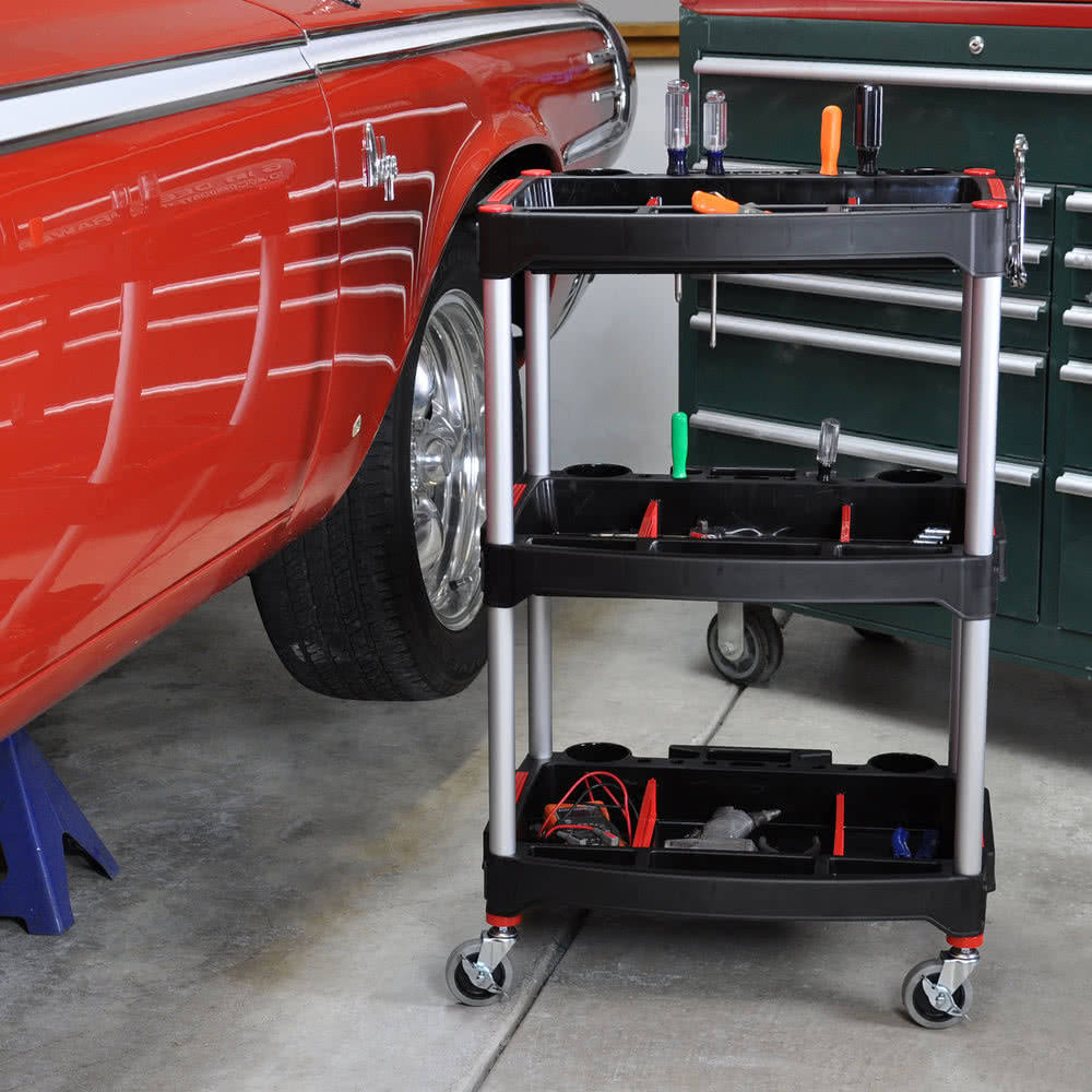 Black/ Red 3-Shelf Multipurpose Cart K705067