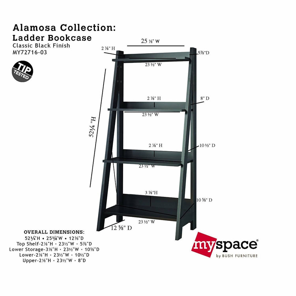 Classic Black Ladder Bookcase V168