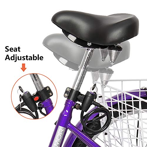 Adult Tricycle 7 Speed 24/26 Inch 3 Wheel Trike with Folding Front & Rear Basket E5714