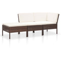 3 Piece Poly Rattan Patio Sectional Sofa Set with Ottoman V2320
