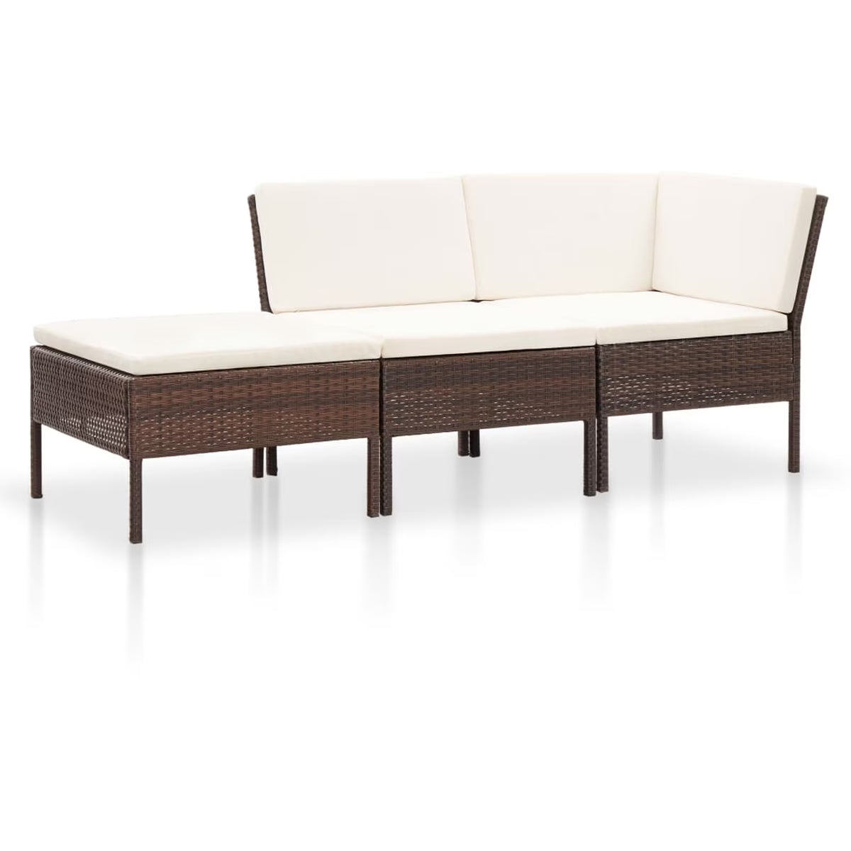 3 Piece Poly Rattan Patio Sectional Sofa Set with Ottoman V2320
