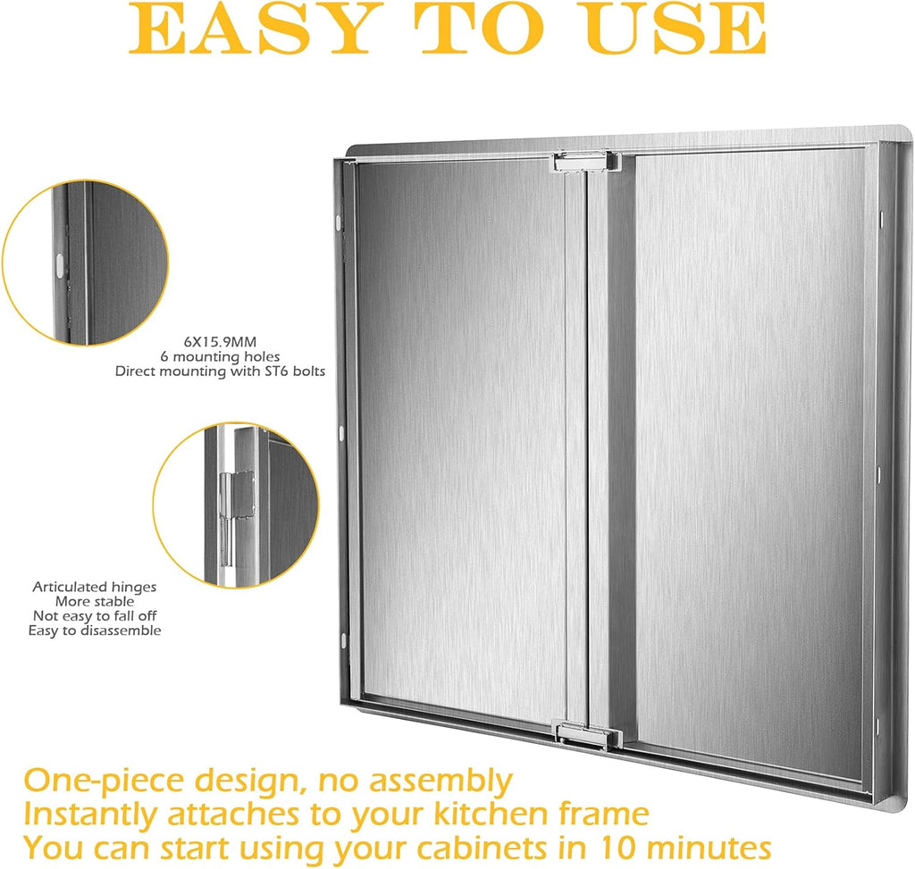 Stainless Steel Double Wall Outdoor Kitchen BBQ Access Door 33W x 23H Inch I6042